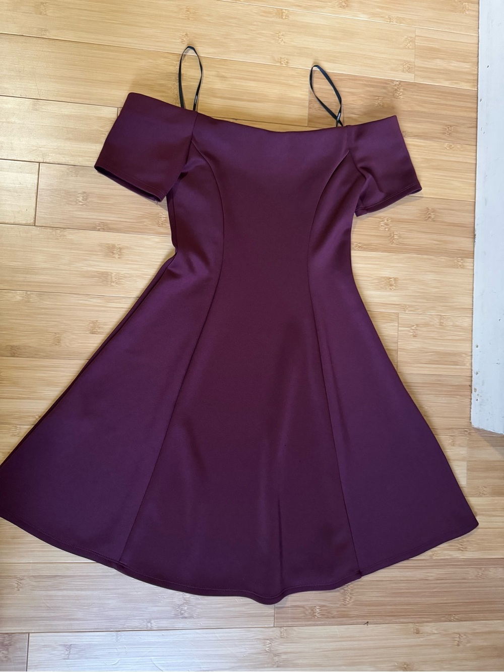 Forever 21 Off-the-Shoulder Fit-and-Flare Dress in Wine